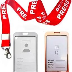 DIVASHA™ - Press Printed Ribbon (RED), Natural Silver and Gold Hard Metal (Aluminum Alloy) ID Card Holder/Badge with Scratch Guard for Office ID Card-33