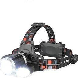 Twiclo 3 LED headlamp/ 3 LED Hands-Free Headlamp/Lumen Bright Headlamp for Running, Camping, Fishing/Adjustable Waterproof Head lamp (Black Colour) (1 PC)-19