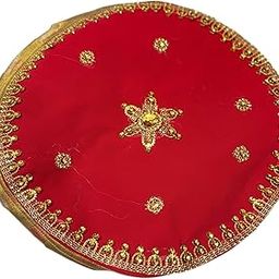 Decorative Wedding Shagun Potli Bag, Red Satin with Gold Border, Traditional Gift Pouch pack pf two potlis-image-51