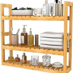 Wooden Grove Bamboo Wall Mounted Bathroom Shelf – 3-Tier Hanging Storage Organizer Rack with Open Shelves for Towels, Toiletries & Decor – Natural Finish-image-73
