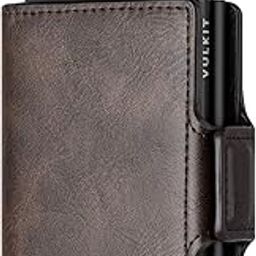 Credit Card Holder Leather Men's Wallet Mini Wallet Pop Up with RFID Protection & 2 Slots for 5-7 Cards & Banknotes, S2 Espresso, M, Classic-1