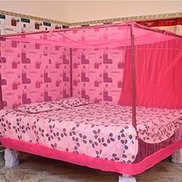 Neekshaa Double Bed Nylon Mosquito Net – 6 x 6 ft | Strong Mesh Netting | Bug & Insect Protection Color- Pink-12