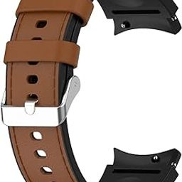 YODI 20mm Soft Genuine Leather Hybrid Watch Band Compatible with Samsung Galaxy Watch 6 Classic, Samsung Watch 5/5 Pro, Galaxy Watch 4 40mm 44mm / Watch 4 Classic 42mm 46mm Smartwatch, (Brown)-image-26