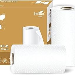 Imvelo 4 Ply Kitchen Towel | 2 Kitchen Rolls, 140 Pulls per Roll | OBA Free & Safe to Skin | Highly Absorbent | Food - Safe Kitchen Tissue Roll | White Tissue Papers for Kitchen use-image-83