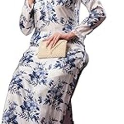 Women's Cotton Blend Straight Printed Kurta with Pant (Pivar White_L_White_Large)-image-94