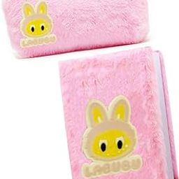 KOBBET Monster Doll Carton Character Diary & Fur Stationary Pouch with Zipper Soft Furry Fuzzy Plush Feather School Stationary for Kids Girls/Birthday Party Return Gifts School Pencil Pouch-image-8
