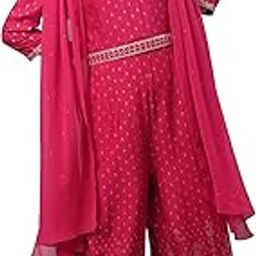 Pink Zari Embroodered Festive Jumpsuit-image-39