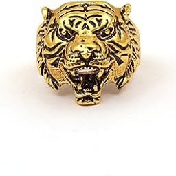 Gold Plated Roaring Lion Brass Ring for Boys and Men-image-71