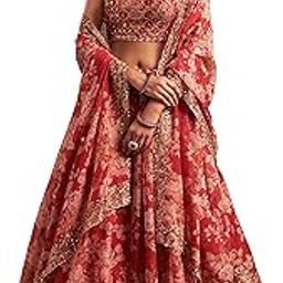 Women's Organza Floral White Semi-Stitched Lehenga Choli (7611-Wedding-Floral-Lehenga-Latest, White)-picture-52