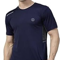 Men's Solid Quick Dry Sports Gym T-Shirt Breathable Moisture-Wicking Half Sleeve Round Crew Neck Regular Fit Active Wear for Running and Training-image-5
