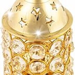 Shubhkart Nitya Crystal Deep Small Decorative Brass Crystal Oil Lamp, Diwali Decoration Item - Lantern Deep Jyot Diwali Gifts Home Decor Puja Lamp Tea Light Holder (5.11 Inch Height) - 180Gm-image-27