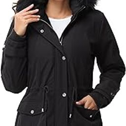 Women's Parka Coat Winter Warm Parka Jacket Fleece Lined Parka Coat Long Winter Coat with Hood-image-64