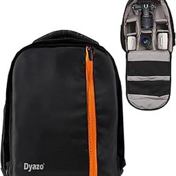 Dyazo Water Resistant Camera Backpack with Extra Front Pocket Photographers Bag with Rain Cover Tripod Holder Compatible for Sony Nikon Canon Panasonic DSLR (Black & Orange)-20