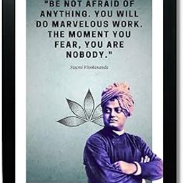 Kagaz Kala Engineered Wood - Swami Vivekananda Wall Oblong Photo Frames For Living Room Study Room - Motivational Quotes Wall Frames, 14X10 In, Multiclor (Be Not Afraid), 31 x 21 cm-image-53