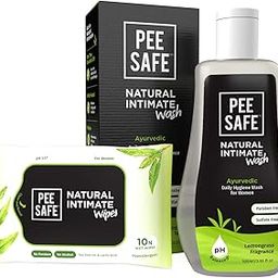 Pee Safe Intimate Wash For Women Natural Ayurvedic with Lemongrass Fragnance and 100% Alcohol-Free - 105ml and Natural Intimate Wipes (Pack of 10 Wipes)-picture-21