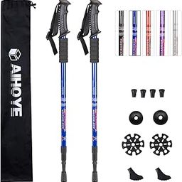 Aihoye Trekking Poles, Collapsible Lightweight Shock-Absorbent Hiking Walking Sticks Adjustable Aluminum Hiking Poles for Women Men Kids, 2 Pack(Blue)-image-2