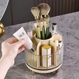 ginoya brothers 360 Rotating Makeup Organizer - Spinning Makeup Cosmetics Organizer For Vanity, Spacious Makeup Brush Holder, 7-Slot Fits ,Eyeliner Pencils,Lipsticks,Skin Care. (Cream), Multi-Coloured-image-93