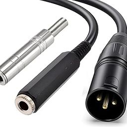 fdealz [ 0.3 Meter Cable + Connector ] XLR 3 Pin Male to 6.35mm Female Cable, XLR Male - 6.35mm Female Adapter, TRS 6.35mm to XLR 3 Pin Mono Audio Cable + 6.35mm Stereo Female Metal DIY Connector-23