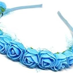 Handmade Flower Tiara for Girls, Women Jewellery Hair Accessories(BLUE PACK OF 2)-image-67