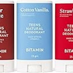 Bitamin Natural Deodorant for Kids & Teens | With added 3% Vitamin C & E | No Aluminium, No Alcohol, No parabens, No Triclosan Unisex Deo (15 g (Pack of 1), Strawberry, Peach, Cotton Vanilla, Strawberry & Sea Salt)-image-65