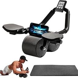 Jukmen Automatic Rebound Abdominal Wheel with Elbow Support and Timer Abdominal Wheel AB Roller Core Exercise Equipment Abdominal Exercise Roller for Men Women for Core Workout, Home Gym-10