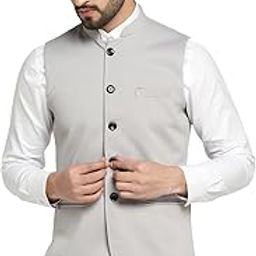Men's Regular Fit Sleeveless Solid Nehru Jacket-6