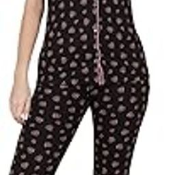 Missy Women's Combed Cotton Shirt Pyjama Night Suit Black-Pink-image-4