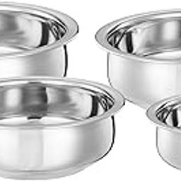 Amazon Brand - Solimo Stainless Steel Handi Set size 15cm,16 cm,19cm,21cm (4 pieces, 750ml, 1100ml, 1500ml and 1900ml)-image-68