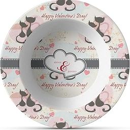 Personalized Cats in Love Plastic Bowl - Microwave Safe - Composite Polymer-image-32