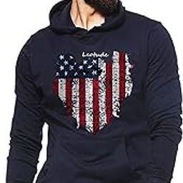 Men's Regular Fit Loopknit Printed Hooded Sweatshirt (Color Navy)-image-84