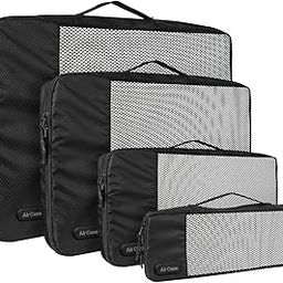 AirCase Travel Luggage Organizer Bag & Pouch for Laundry, Toiletry, Clothes (4 Set)(Black)-image-0
