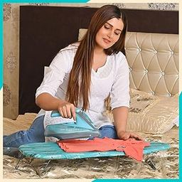 Prime Ezee-Press Mini Multipurpose Foldable Ironing Table (1Year Warranty) - Washable Cotton Cover-Blue Small-picture-25