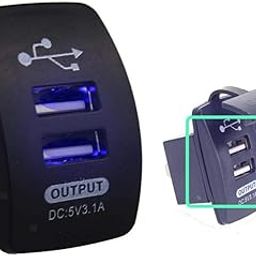 12V/24V Car Truck Boat Blue LED Dual USB Charger Port 5V 3.1A for Phone Pad-18