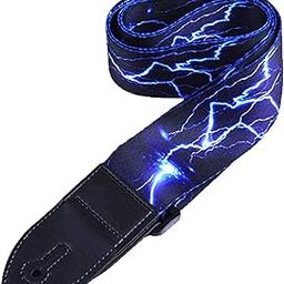 PERLMAN Guitar Strap Jacquard Weave Hootenanny Guitar Strap with Leather Ends (Blue)-image-44