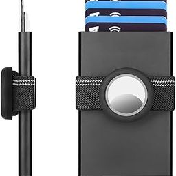 Pop Up Wallet for Men with Elastic Band and AirTag Holder, RFID Blocking Slim Metal Credit Card Wallet, Minimalist Pop Up Card Holder for Men, Smart Wallet Holds 6 Cards-image-8