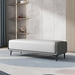 REEBON FURNITURE ART - Modern Upholistered Velvet Bench Ottoman 2 Seater Letherette Bench for Living Room, Bedroom, Office, Home (Dark Grey-Grey)-image-73