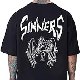 leotude Men Half Sleeve Round Neck Cottonblend Plain Knitted Oversized Tshirts (Colour: Black)-picture-42