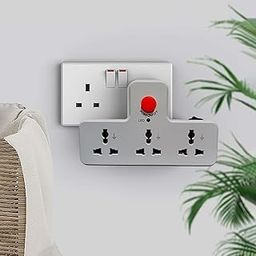 3-Way UK Multi Plug Travel Adapter with LED Night Lamp, Universal Sockets, White-23