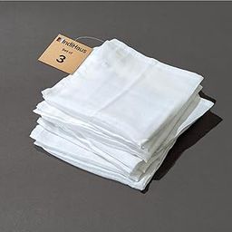 IndiHaus 100% Cotton Face Towels, 2 Ply Muslin, Soft & Absorbent. Ideal for Babies, Make up Removal and Daily Face & Hand Towel Use. Cloud White with Hanging Loop (Set of 3)-image-19
