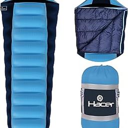 Hacer Khardunga La Camping Sleeping Bag +6°C to +15°C Mummy Shape Polyester Lining Comfortable Hiking Trekking Bags for Baby, Men & Women- Height Upto 6.8ft- (Sky Blue & Blue, 1.2 kg)-image-18