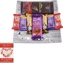 SFU E Com Bournville, Silk Chocolate Gift Hamper With Tray | Valentine Chocolate With Love Greeting Card | Valentine Chocolate Hamper | 552-13
