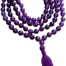 GemsTech Fantastic Amethyst Stone Mala Original Certified Jamuniya Malaa Purple Amethyst Mala 108 Beads Katela Stone Malaa for Men & Women-image-22
