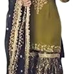 Women’s Silk Sharara Set with Dupatta | Embroidered Short Kurti with Half Sleeves | Party, Ethnic Dress for Wedding, Haldi & Festive Occasions-image-90