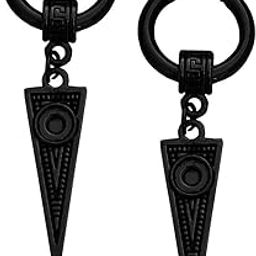 Men Hollow-Out Triangle Rock Huggie Ear Studs Punk Titanium Steel Piercing Jewelry Black Stainless Steel Hoop Earrings For Men And Women-image-98