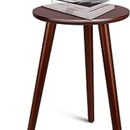 Round Side Table, Nightstand Coffee End Table for Living Room, Bedroom, Small Spaces, Easy Assembly Modern Home Decor Bedside Table with Natural Wood Legs (Brown)-20