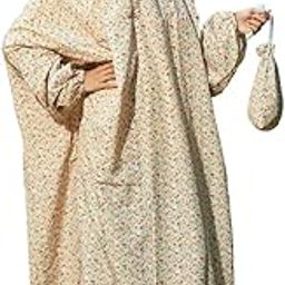 Islamic Prayer Dress for Women- Free Size, Muslim Dress with Hijab, Jilbab/Namaz Khimar/Prayer Clothes Niqab Khimar, Islamic Premium Prayer Clothes, Mud Yellow floral Print color-image-77