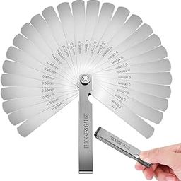 Up to Date Products & Tools 26 Blades Stainless Steel Feeler Gauge, Metric and Imperial Gap Measuring Tool Width and Thickness Feeler Gage Gauge for Spark Plug, Valve Adjustment Tool, 0.04-0.63mm-8