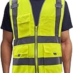 VRITRAZ Reflective Safety Vest, High Visibility Neon Waistcoat for Running Cycling Sports with 2 Inch Reflective Strips-9