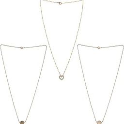 Gold Plated White And Black American Diamond And One Love Heart Pendant With love heart Chain Combo Of 3 Necklace Golden Chain Pendant for Women and Girls.-image-51