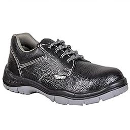 1157 Safety Shoe, Genuine Upper, Steel Toe & Acid Resistant, ISI Marked, Dual Density PU Sole. D-Rings for Lace-Ups. Size 12 in Black-image-95
